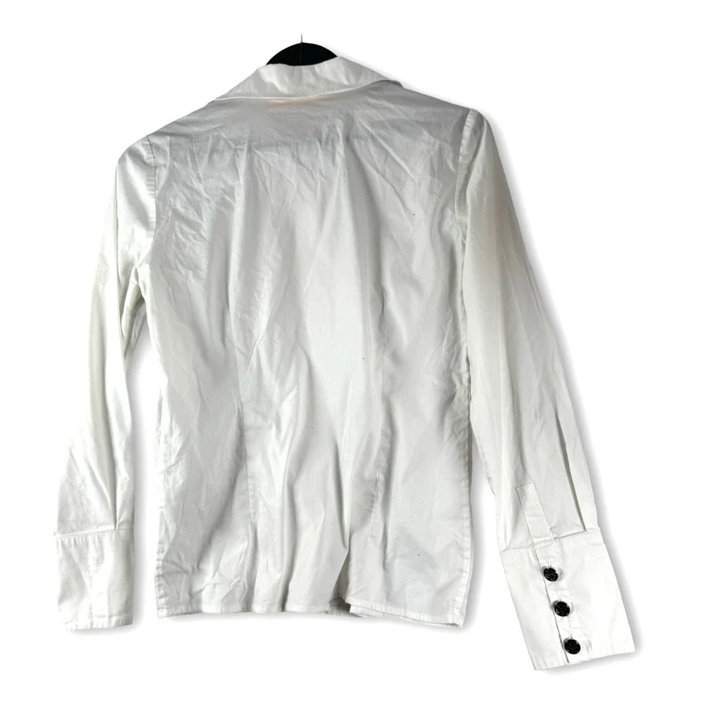 Tory Burch Womens Logo Button White Dress Shirt Top Blouse Sz 4